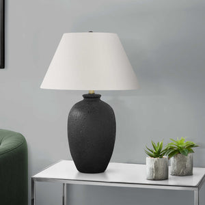 Lampe de table en céramique noire texturée 24 po - I 9721