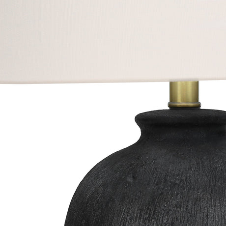 Lampe de table en céramique noire texturée 24 po.