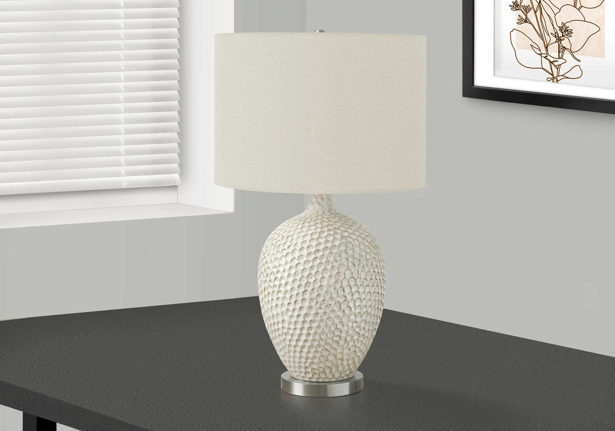 Lampe de table en céramique blanc crème 28 po.