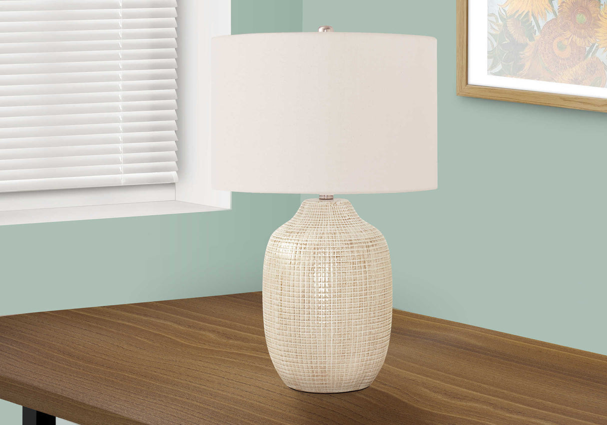 Lampe de table en céramique crème 26 po.