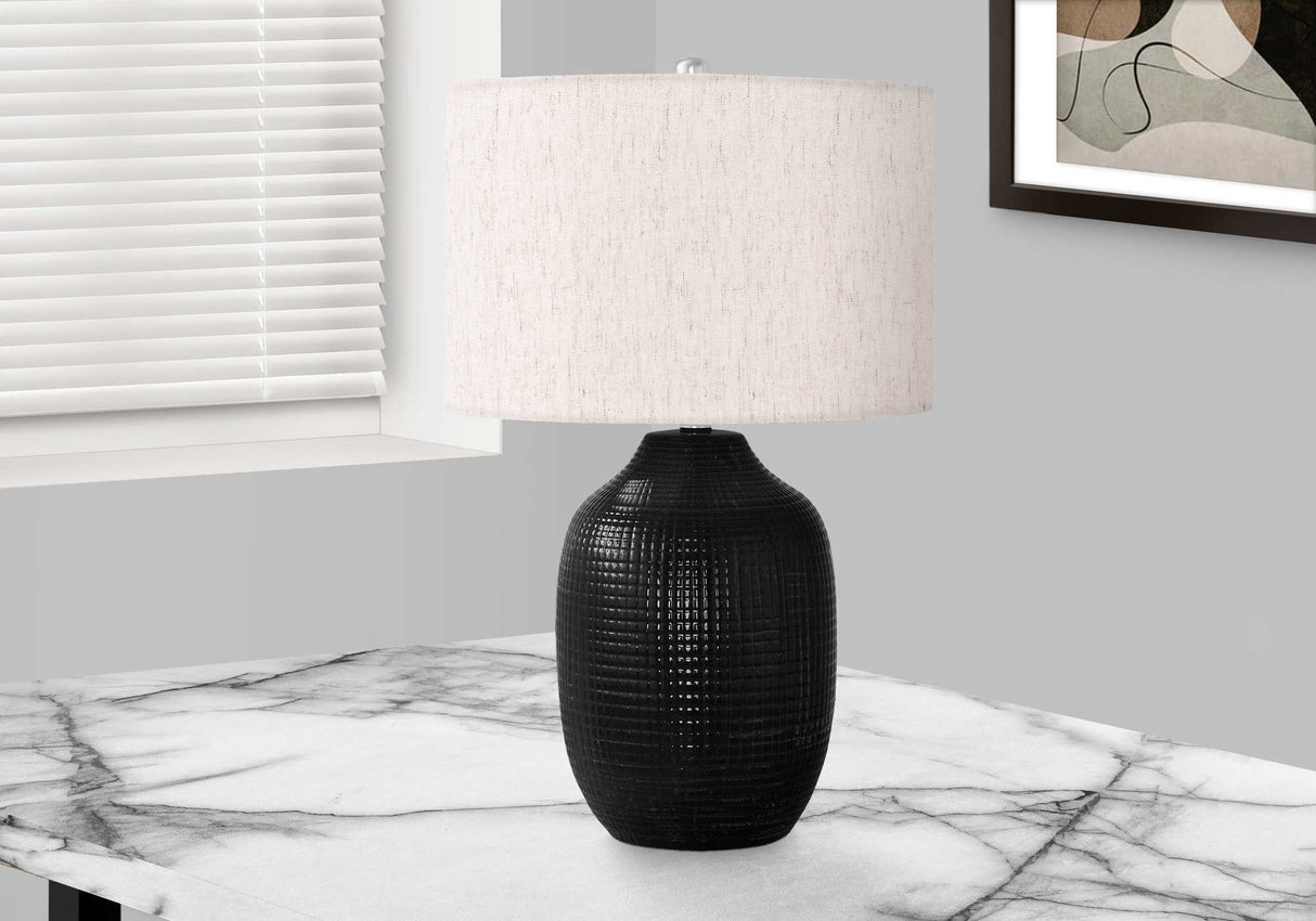 Lampe de table en céramique émaillée noire 26 po.