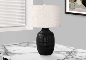 Lampe de table en céramique émaillée noire 26 po.