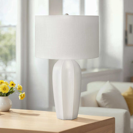 Lampe de table en céramique crème lisse 27 po - I 9731