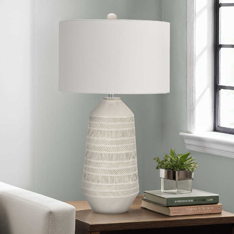 Lampe de table en céramique crème texturée 33 po - I 9613