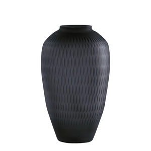 Vase en verre gris ardoise à motif en cristal taillé - Etney