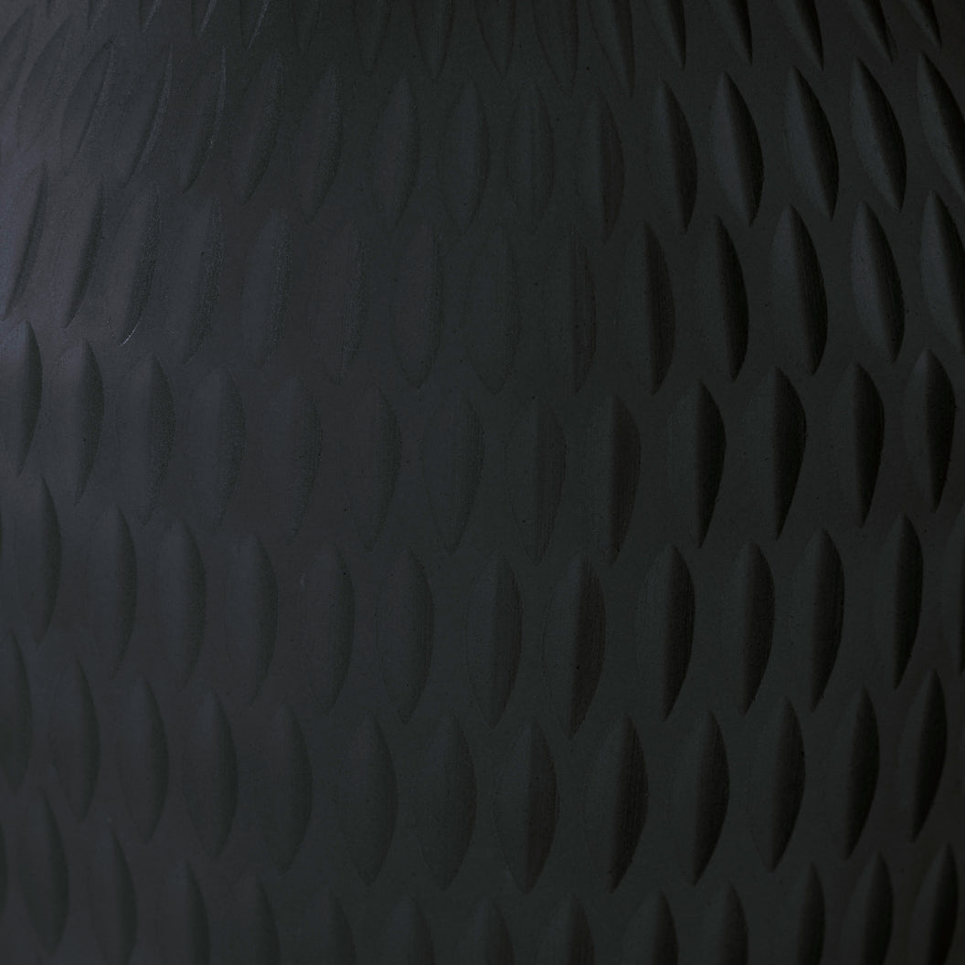 Grand vase en verre gris ardoise à motif en cristal taillé - Etney