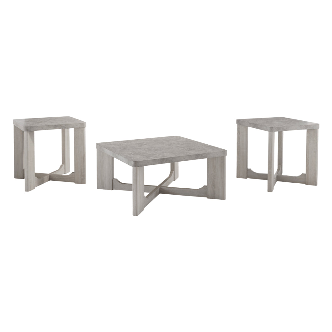Ensemble de 3 tables en mélamine gris ciment - Garnilly
