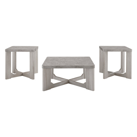 Ensemble de 3 tables en mélamine gris ciment - Garnilly