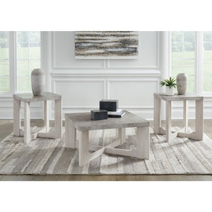 Ensemble de 3 tables en mélamine gris ciment - Garnilly