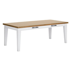 Table de salle à manger rectangulaire en bois brun blanc avec 2 tiroirs - Ashbryn
