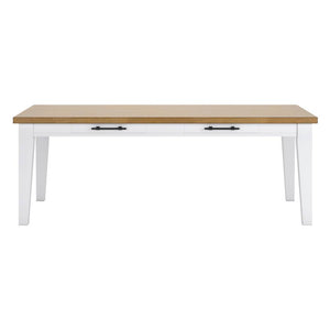 Table de salle à manger rectangulaire en bois brun blanc avec 2 tiroirs - Ashbryn