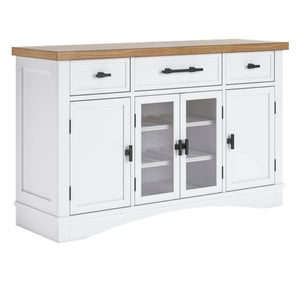 Buffet en bois blanc avec 4 portes et 3 tiroirs - Ashbryn