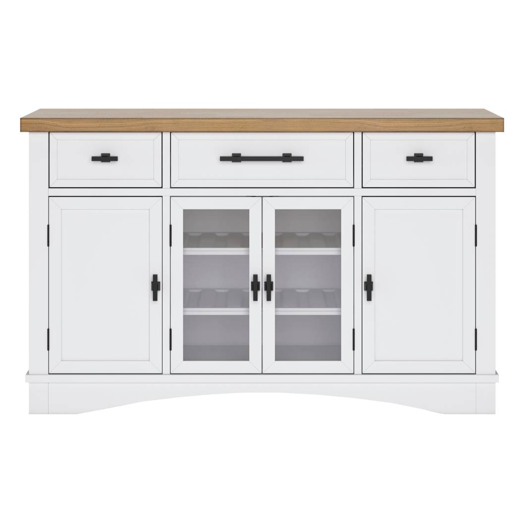 Buffet en bois blanc avec 4 portes et 3 tiroirs - Ashbryn
