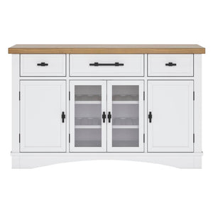 Buffet en bois blanc avec 4 portes et 3 tiroirs - Ashbryn