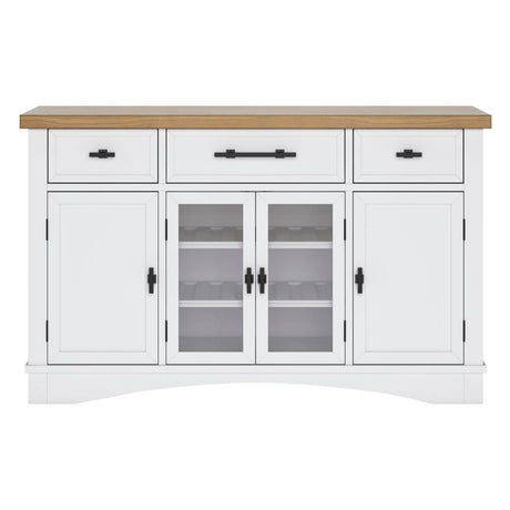 Buffet en bois blanc avec 4 portes et 3 tiroirs - Ashbryn