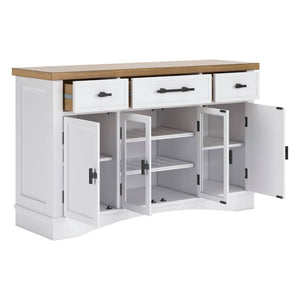 Buffet en bois blanc avec 4 portes et 3 tiroirs - Ashbryn