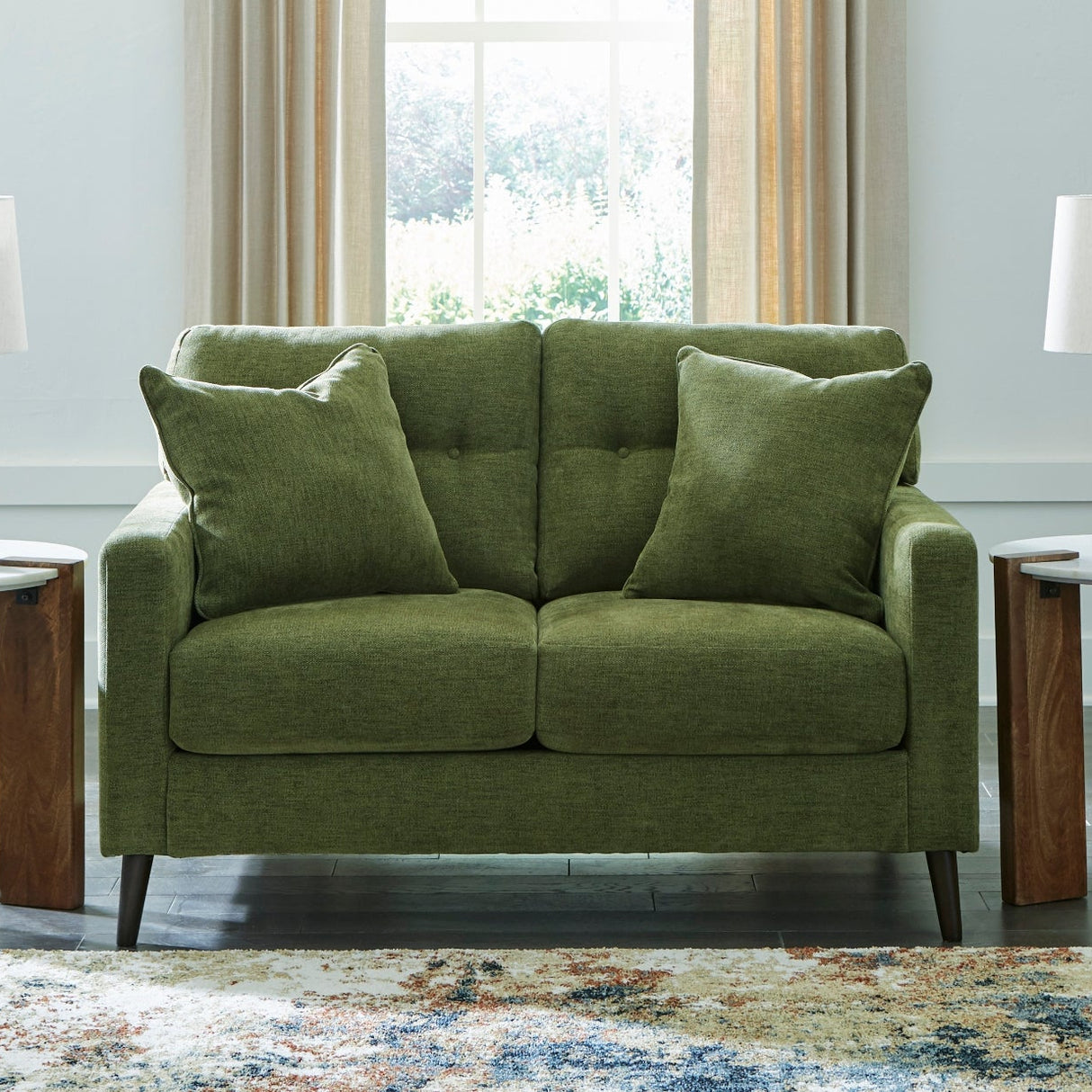 Causeuse vert olive en tissu - Bixler