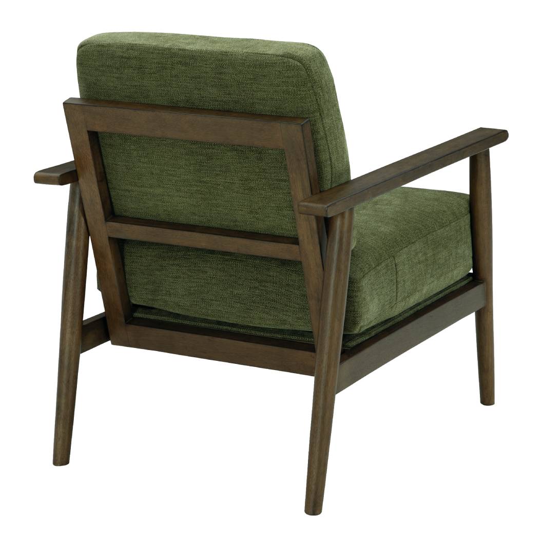 Fauteuil vert olive en tissu et faux bois - Bixler