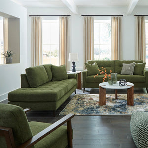 Fauteuil vert olive en tissu et faux bois - Bixler