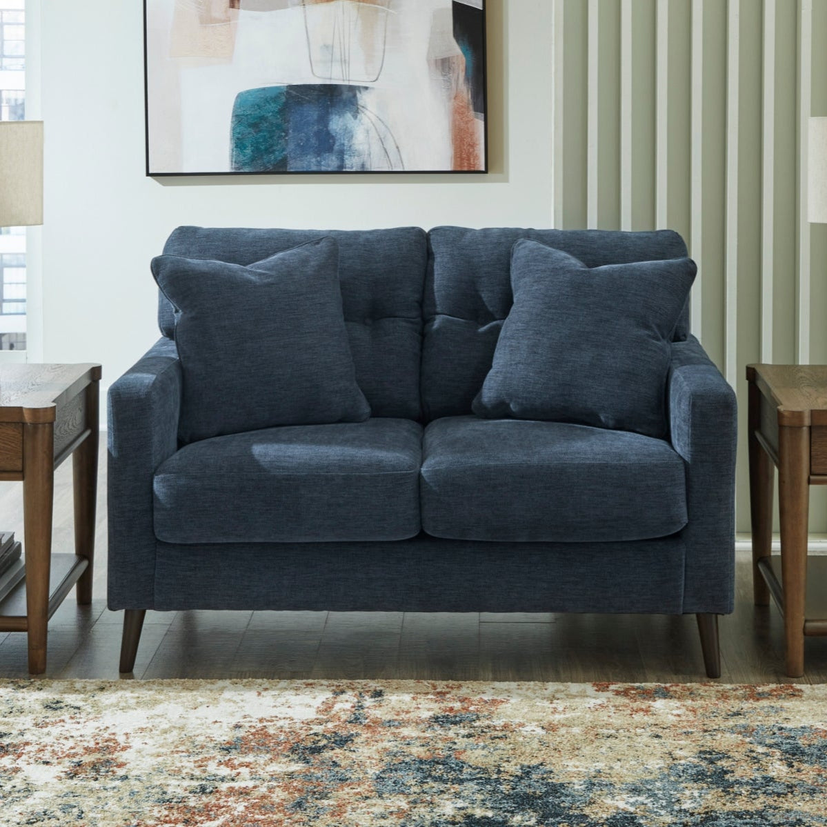Causeuse bleu marine en tissu - Bixler
