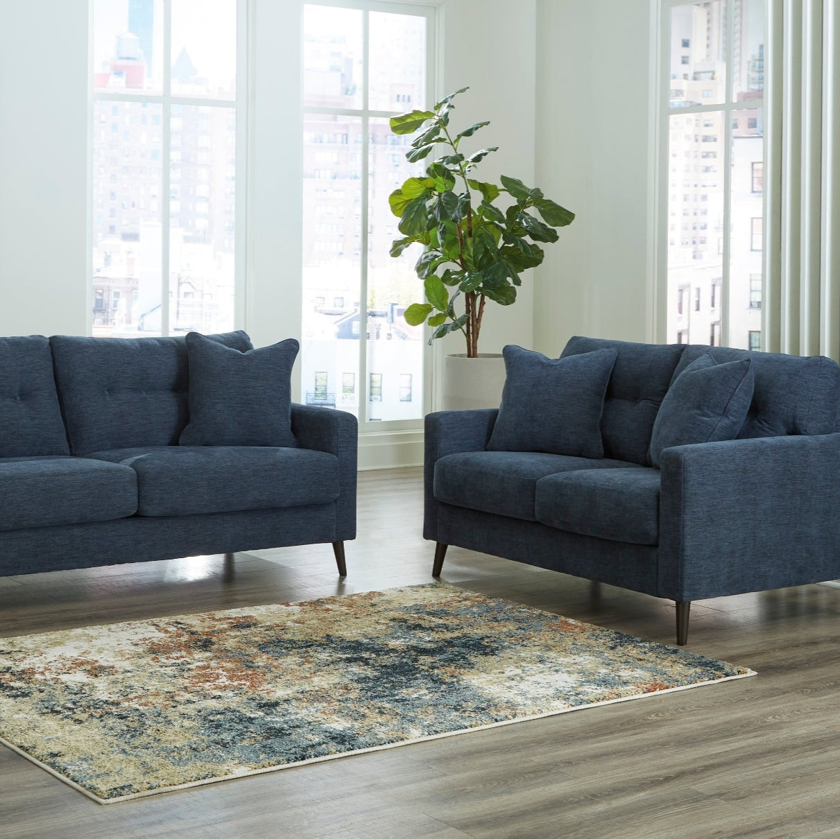 Causeuse bleu marine en tissu - Bixler