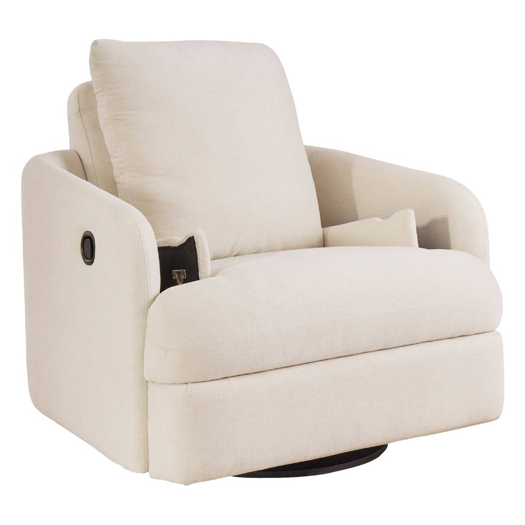 Fauteuil en tissu blanc berçant et pivotant - Modmax