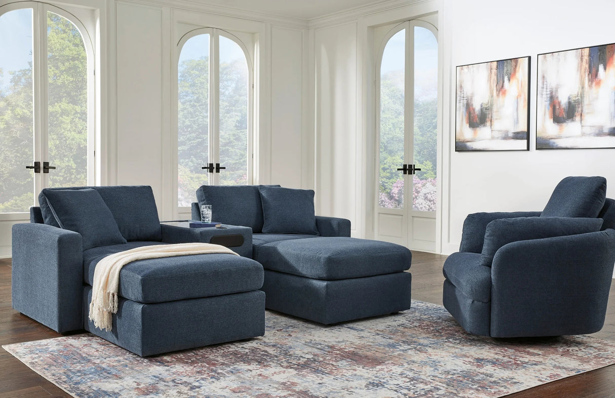 Ottoman surdimensionné Modmax en tissu bleu