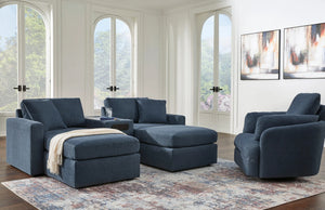 Ottoman surdimensionné Modmax en tissu bleu