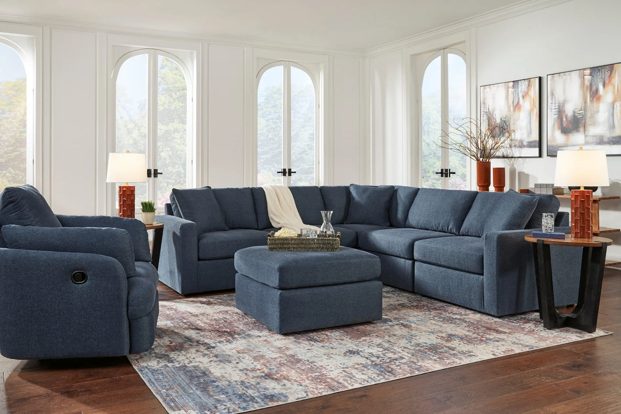 Ottoman surdimensionné Modmax en tissu bleu
