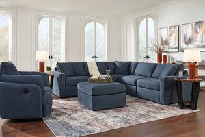 Ottoman surdimensionné Modmax en tissu bleu