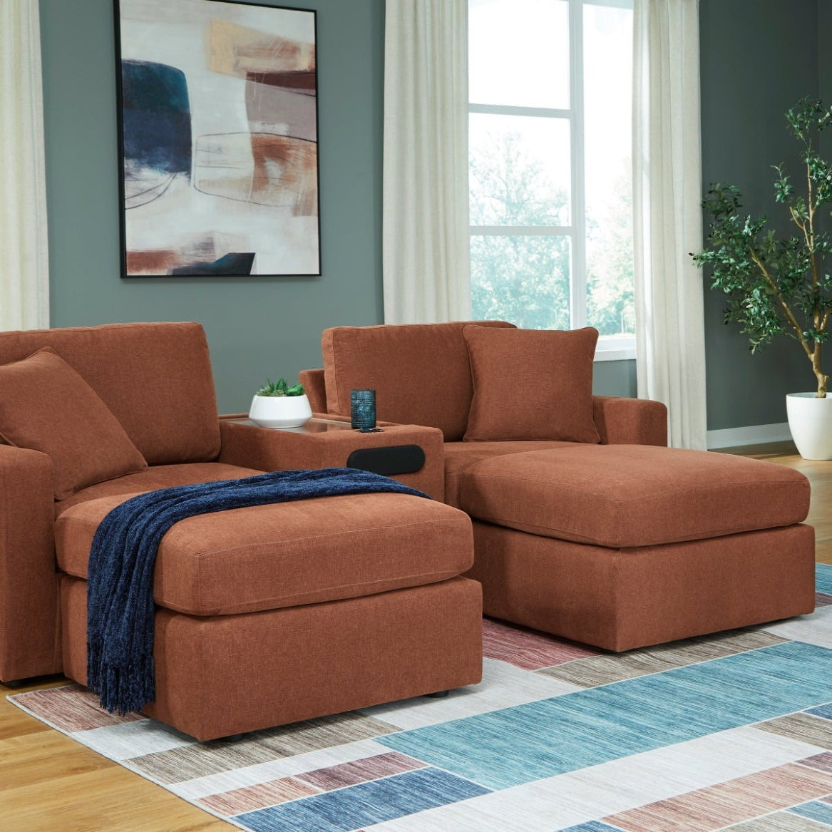 Ottoman surdimensionné Modmax en tissu brun