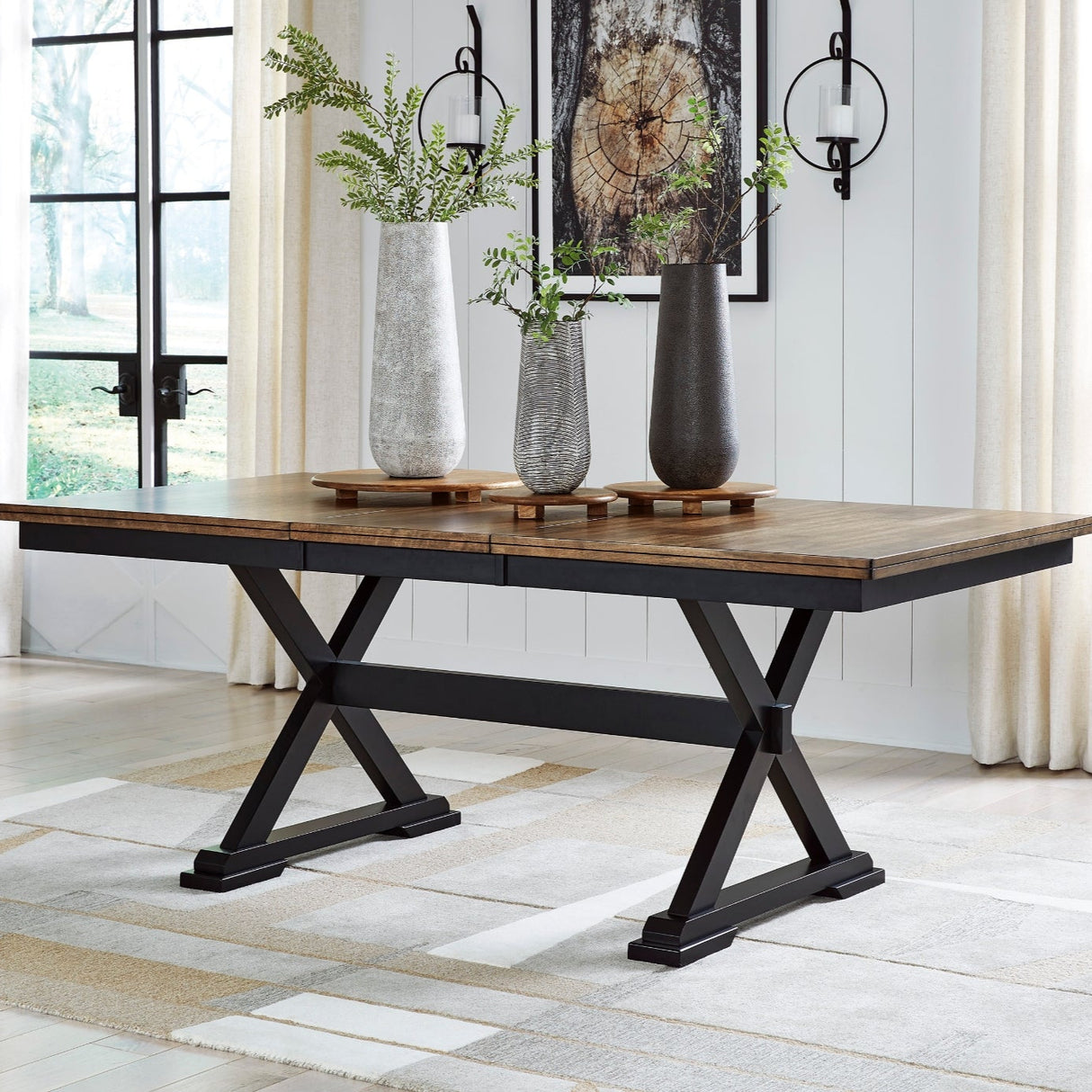 Table de salle à manger bois brune extensible - Wildernauer
