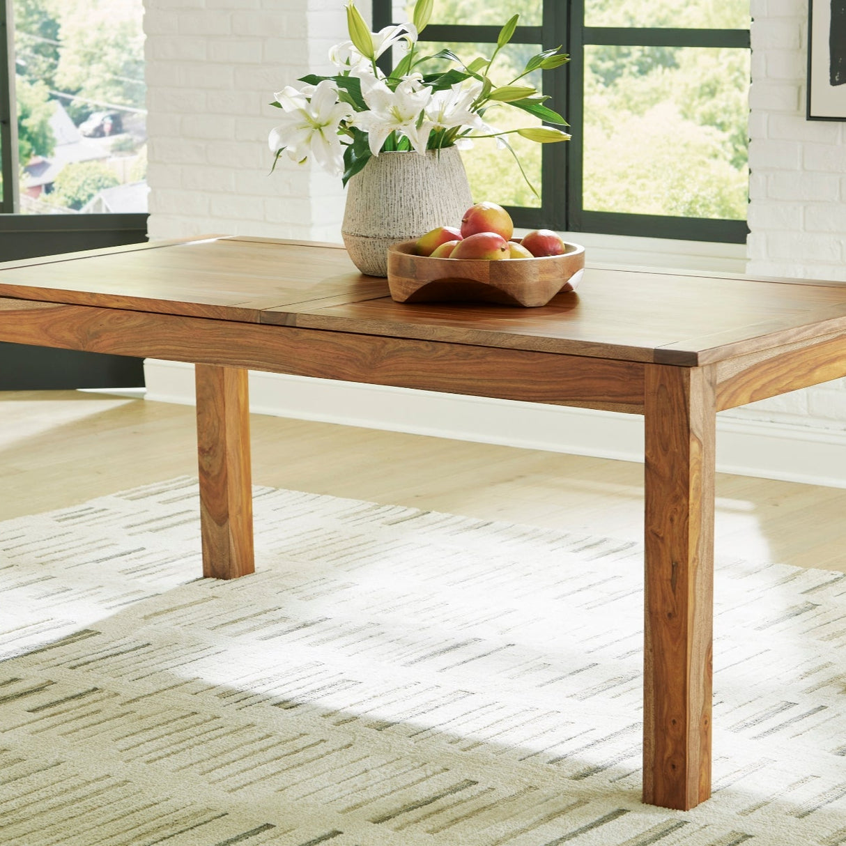 Table de salle à manger bois brune claire extensible - Dressonni