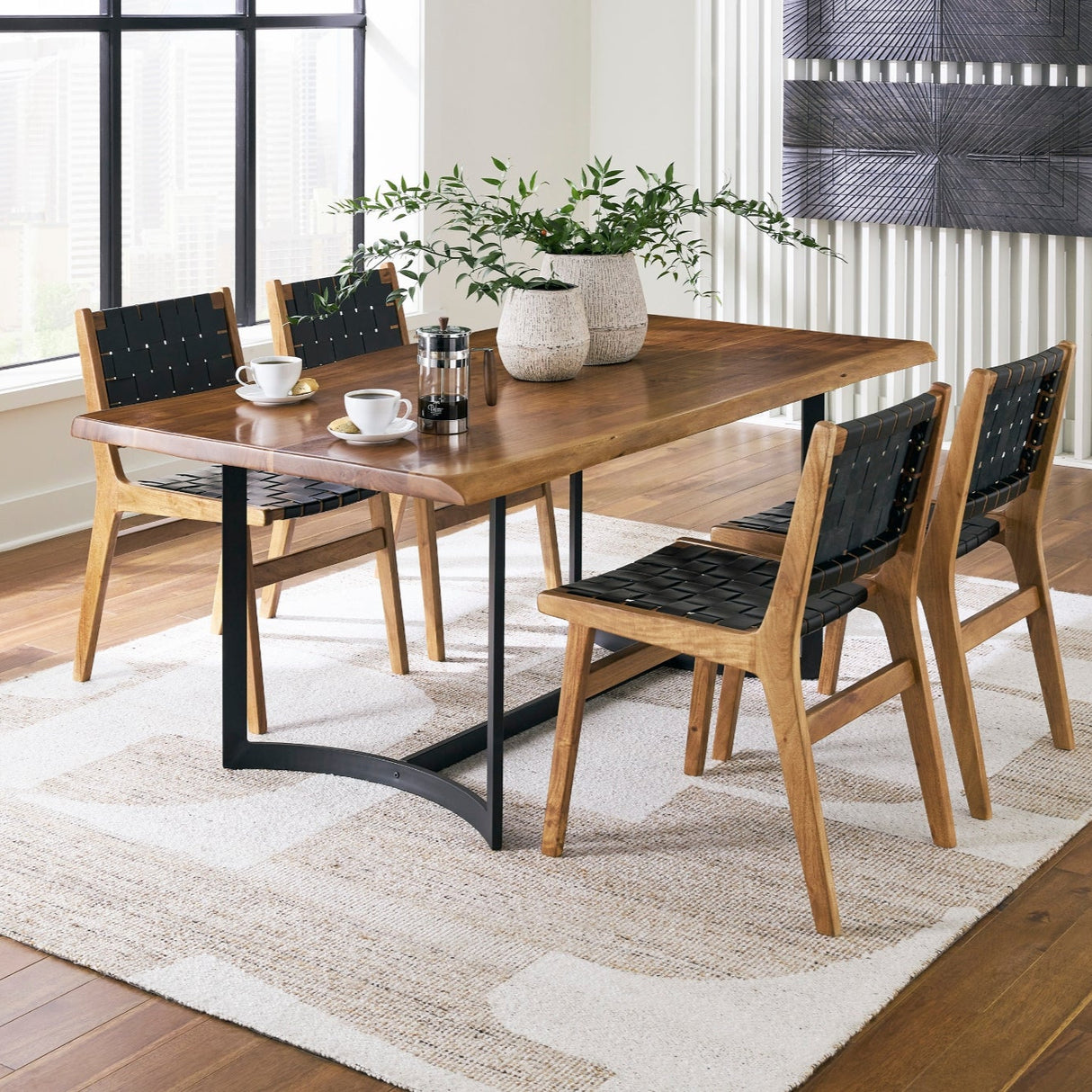 Table de salle à manger bois d'acacia brune - Fortmaine