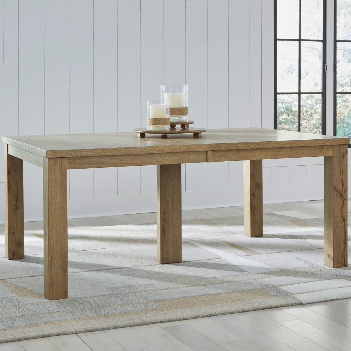 Table de salle à manger bois brune claire extensible - Galliden