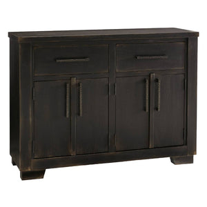 Buffet en bois noir avec 4 portes et 2 tiroirs - Galliden