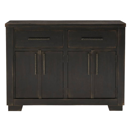 Buffet en bois noir avec 4 portes et 2 tiroirs - Galliden