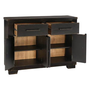 Buffet en bois noir avec 4 portes et 2 tiroirs - Galliden