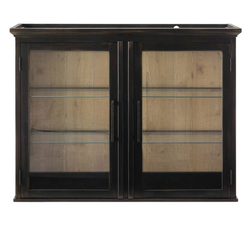 Huche de buffet en verre et bois noir 2 portes - Galliden