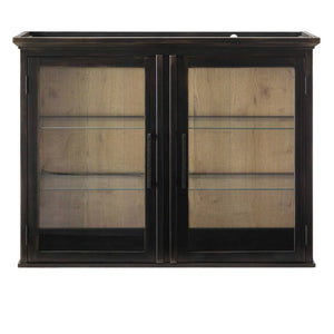 Huche de buffet en verre et bois noir 2 portes - Galliden