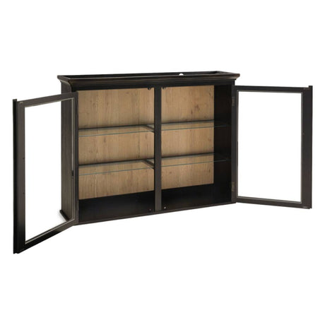 Huche de buffet en verre et bois noir 2 portes - Galliden