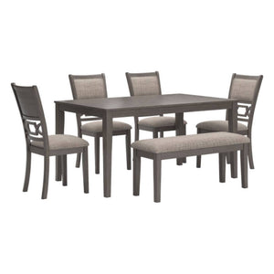 Ensemble de table à manger avec 4 chaises et 1 banc rembourrés - Wrenning