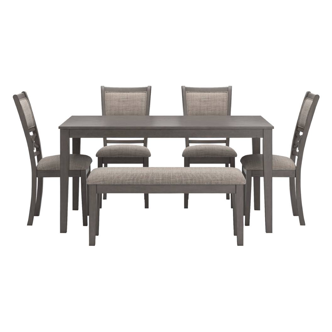Ensemble de table à manger avec 4 chaises et 1 banc rembourrés - Wrenning