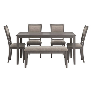 Ensemble de table à manger avec 4 chaises et 1 banc rembourrés - Wrenning