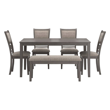 Ensemble de table à manger avec 4 chaises et 1 banc rembourrés - Wrenning