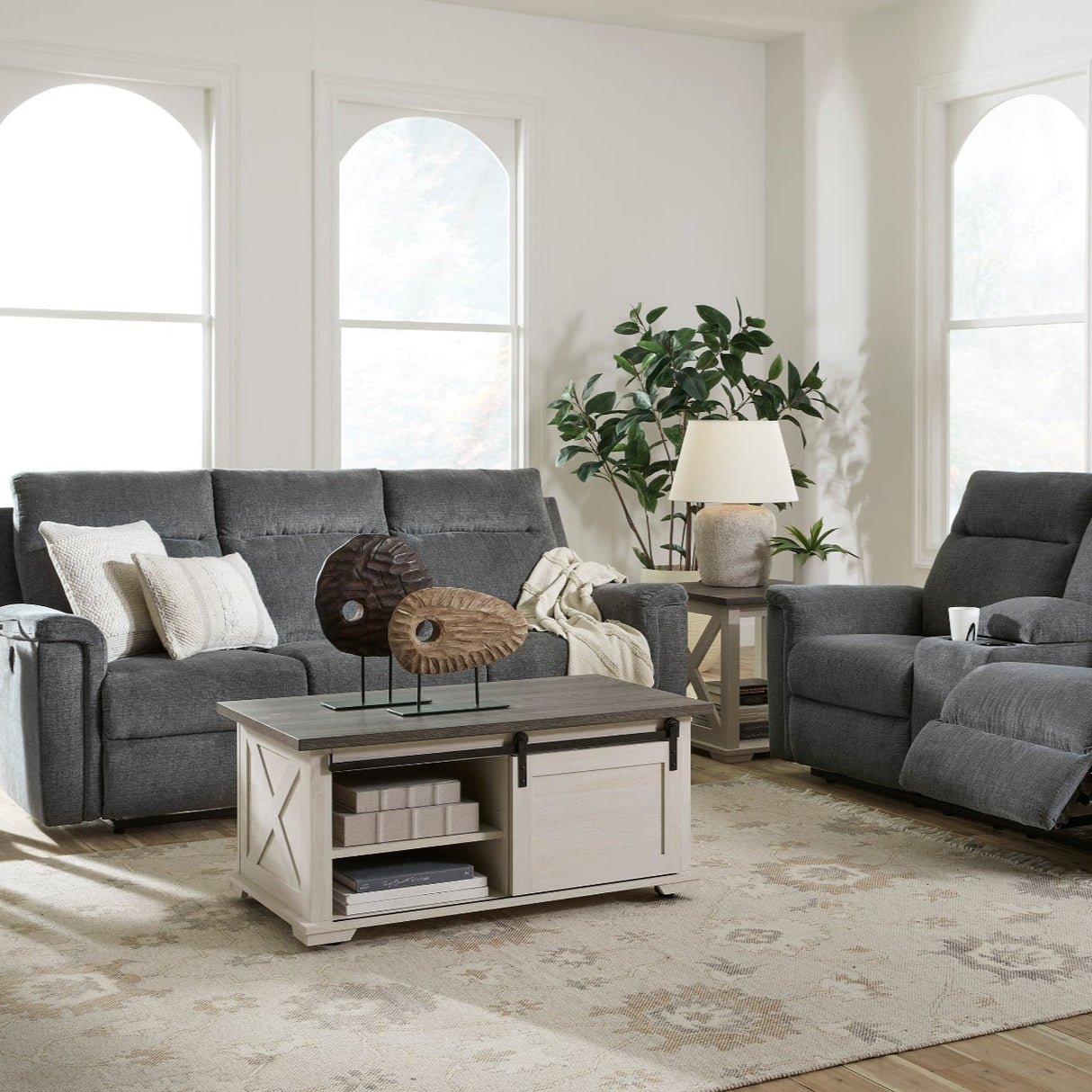 Sofa inclinable motorisé tissu gravier - Barnsana