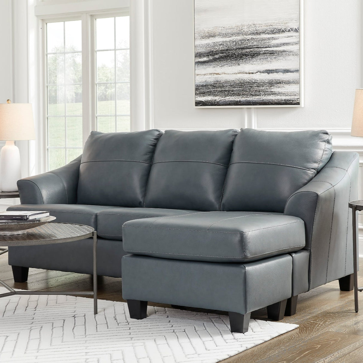 Sofa en cuir avec chaise longue - Genoa