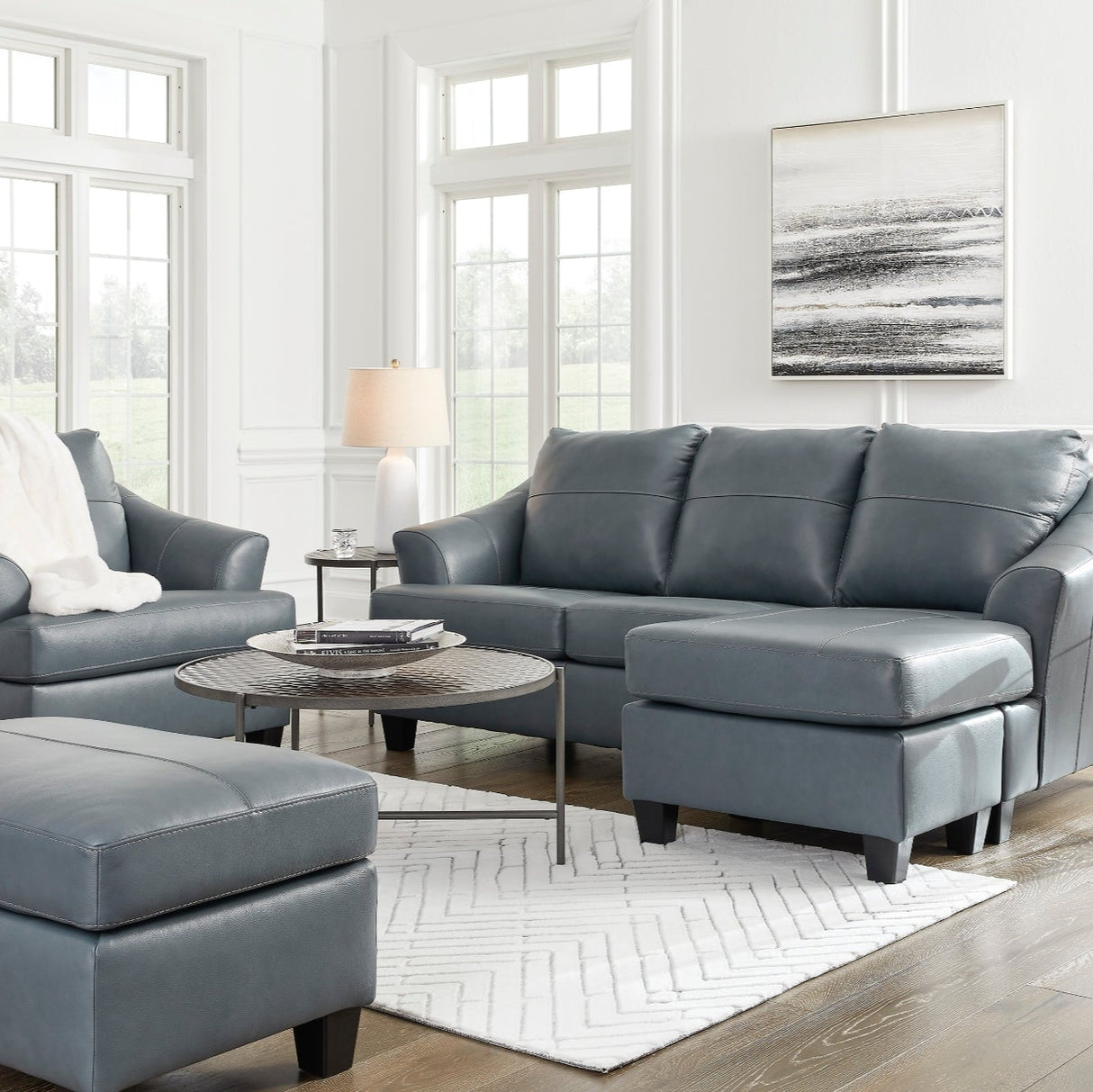Sofa en cuir avec chaise longue - Genoa