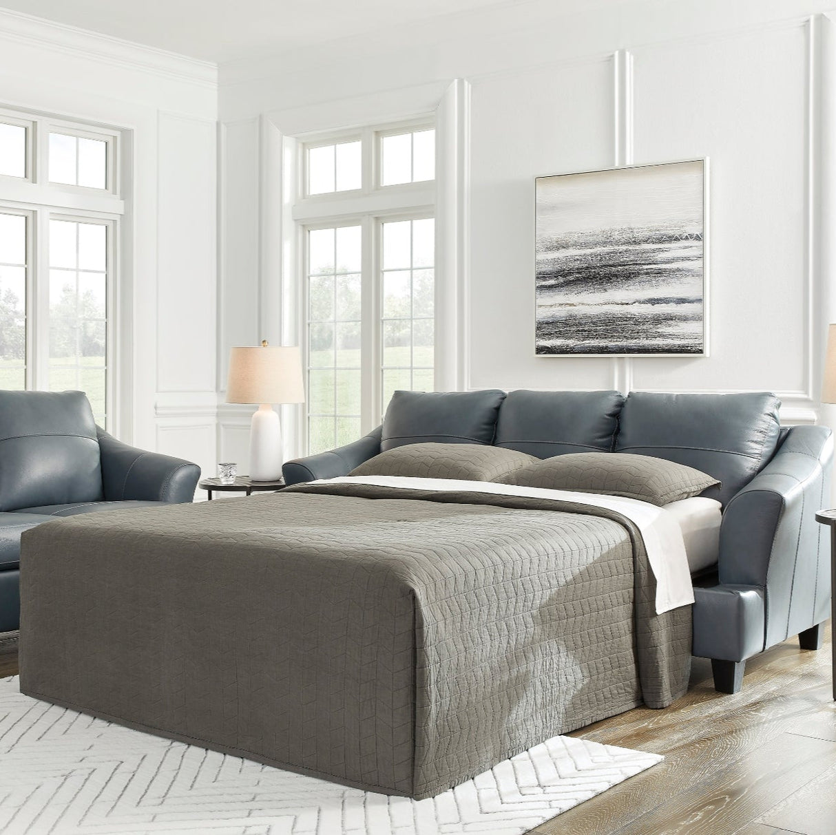 Sofa-lit en cuir avec matelas 60 po. - Genoa