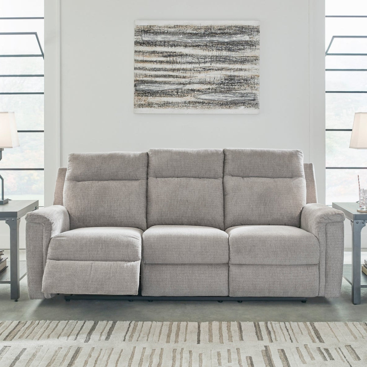 Sofa en tissu gris motorisé - Barnsana